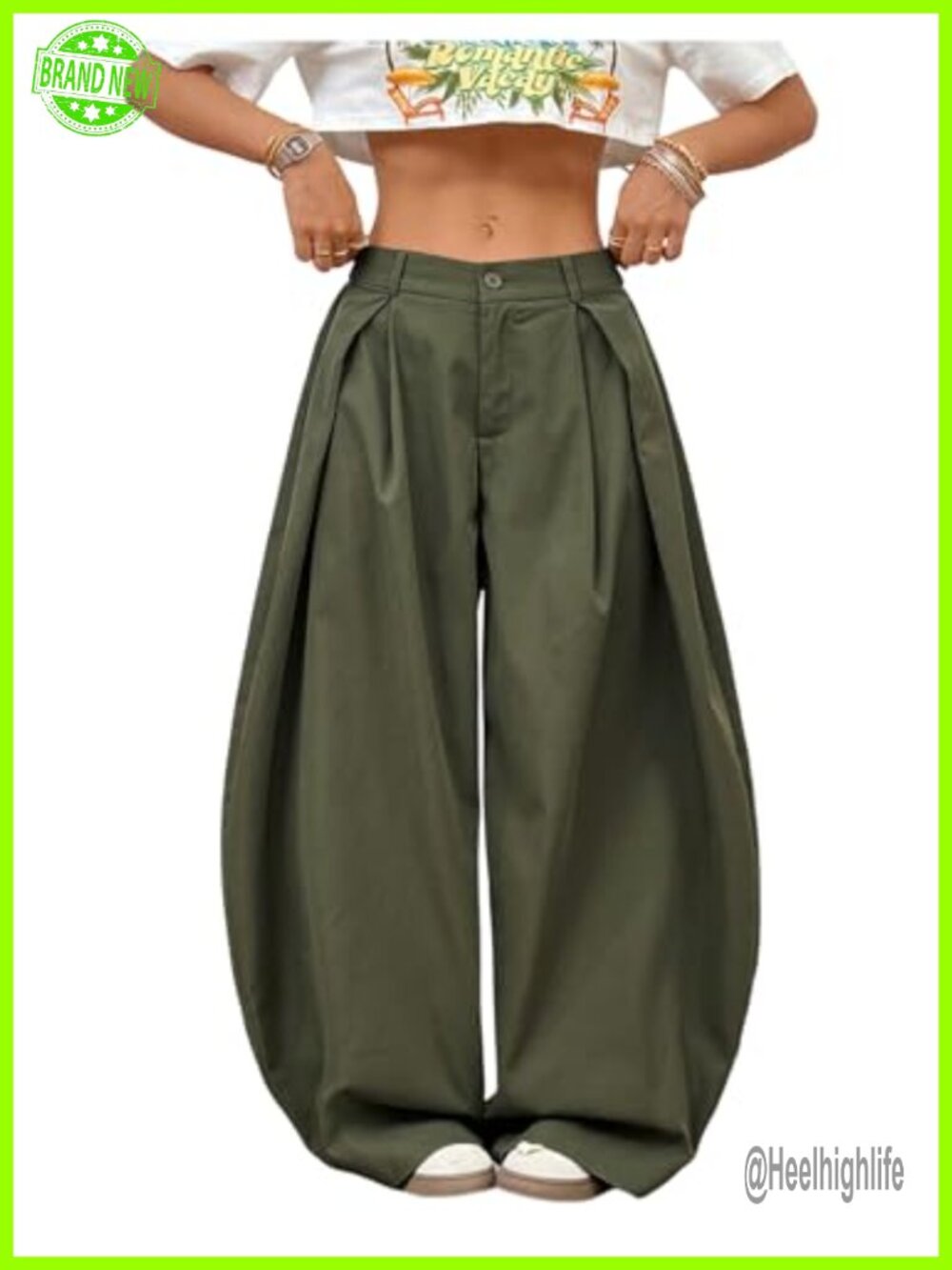 Pleated Wide Leg Cargo Pants High Waist Oversized Y2K Baggy Trousers
